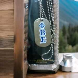Phi Beta Sigma Fraternity Double Sided Dog Tag Necklace Silver Chain